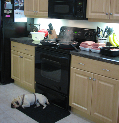 Benjamin waiting for his turkey to be cooked