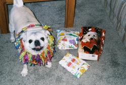 Miss Abby with her presents from Gramma